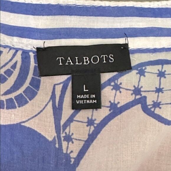 Talbots Tunic Size Large Paisley Blue White Floral  NWOT - Picture 10 of 11